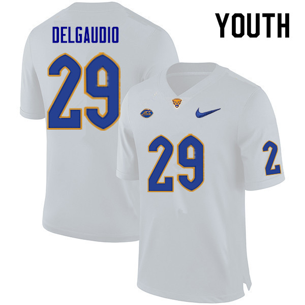 Youth #29 Luke DelGaudio Pitt Panthers College Football Jerseys Sale-White